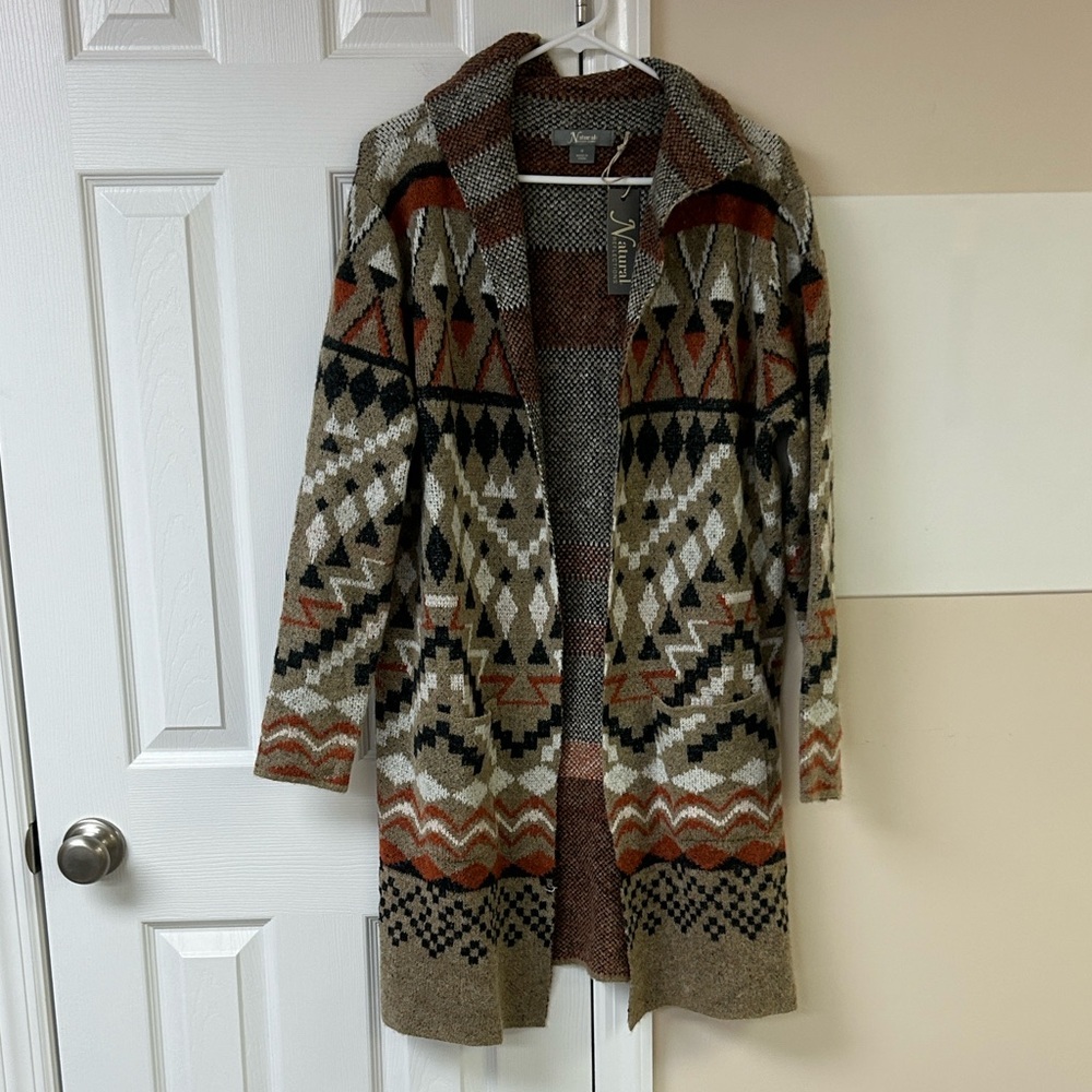 NWT Natural Reflections geometric patterned cardi… - image 1